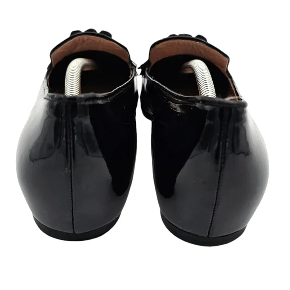 Stuart Weitzman Leather Square Toe Tassle Loafer Flats Black Size 8 - Picture 6 of 13